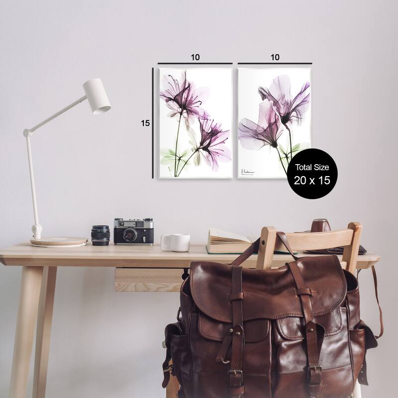 Stupell Purple Flower Bloom Design 2pc Multi Piece Wood Wall Art Set