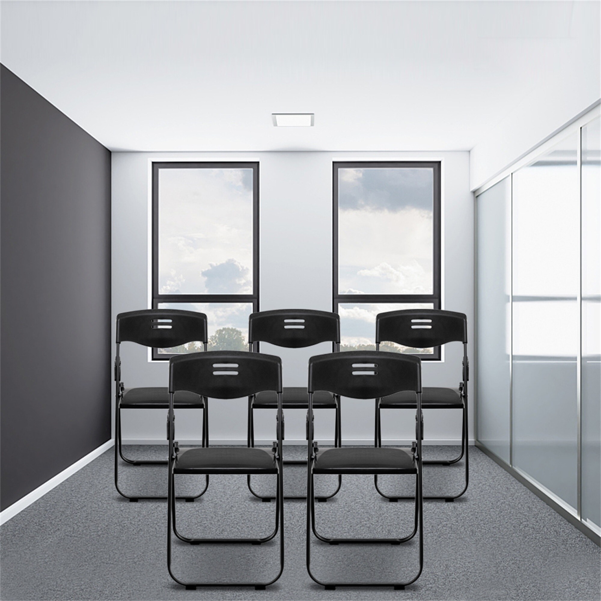 Shop 5pcs Office Conference Plastic Folding Chair Living Room