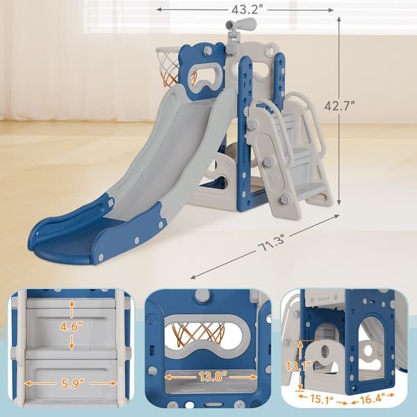 dimension image slide 0 of 2, Toddler Slide, 6 in 1 Kids Indoor Slide for Toddlers 1-3, Baby Slide for Indoor Outdoor, L Shaped Slide for Kids Playset