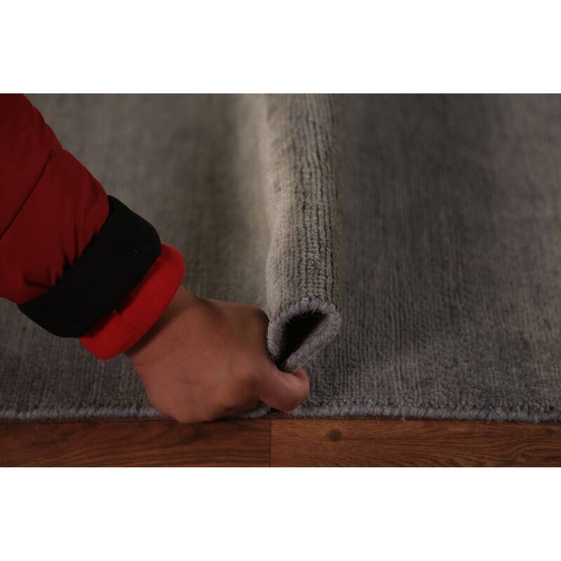 Gray Gabbeh Oriental Runner Rug Hand-Knotted Wool Carpet - 2'8" x 9'1"