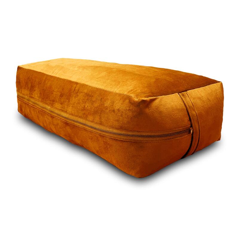 Yoga Bolster Pillow Cushion Rectangular Suede Firm Large for Meditation, Restorative Yoga, Removable Cover