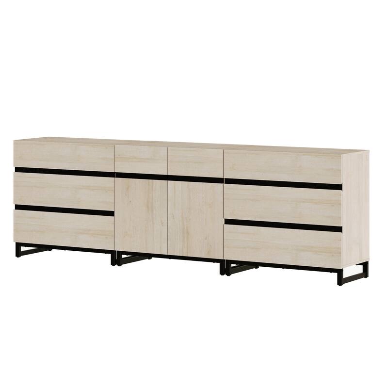 Modern TV Stand for TVs up to 100 inch, 3 in 1 TV Console with Adjustable Shelf and 6 Drawers, Media Console