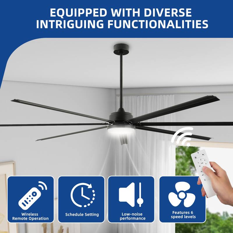 Moasis 96 Inch 7 Blade Industrial Large Ceiling Fan with Lights