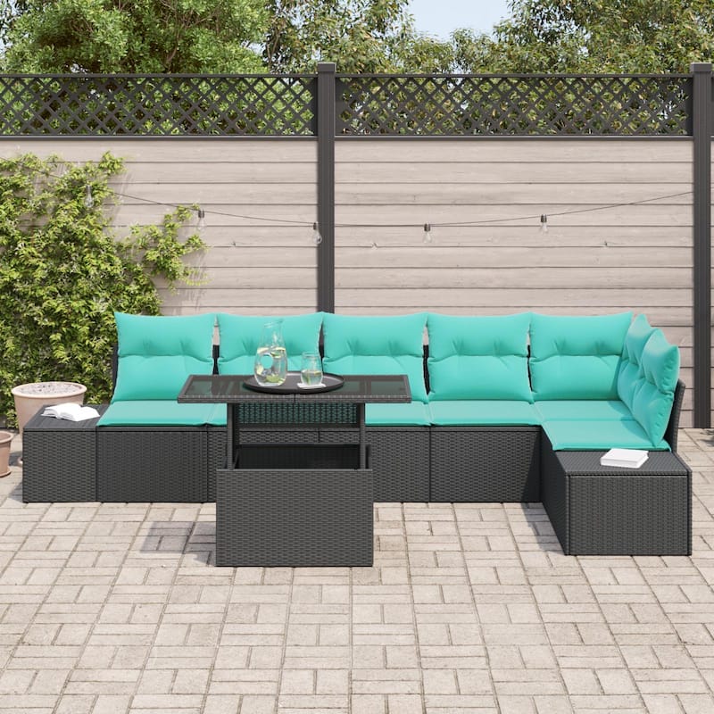 vidaXL 7 Piece Garden Sofa Set with Cushions - 125.6×60.6×27.2
