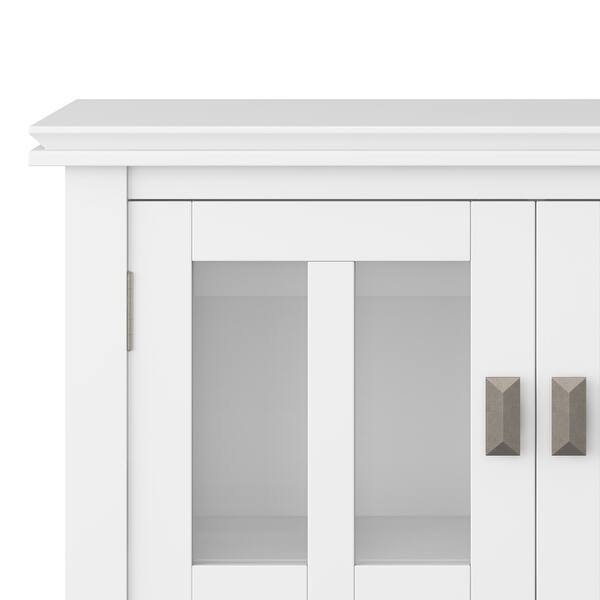 Shop Wyndenhall Stratford Solid Wood 30 Inch Wide Contemporary Low Storage Cabinet 30 W X 14 D X 31 H On Sale Overstock 12156657 Russet Brown