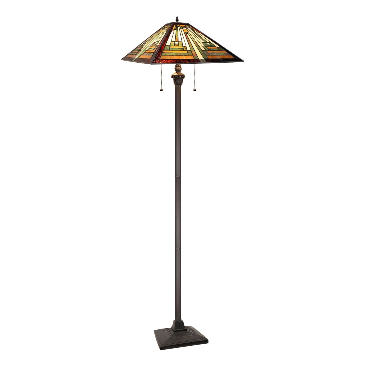 Mission Tiffany-Style 2-Light Blackish Bronze Floor Lamp 18" Shade