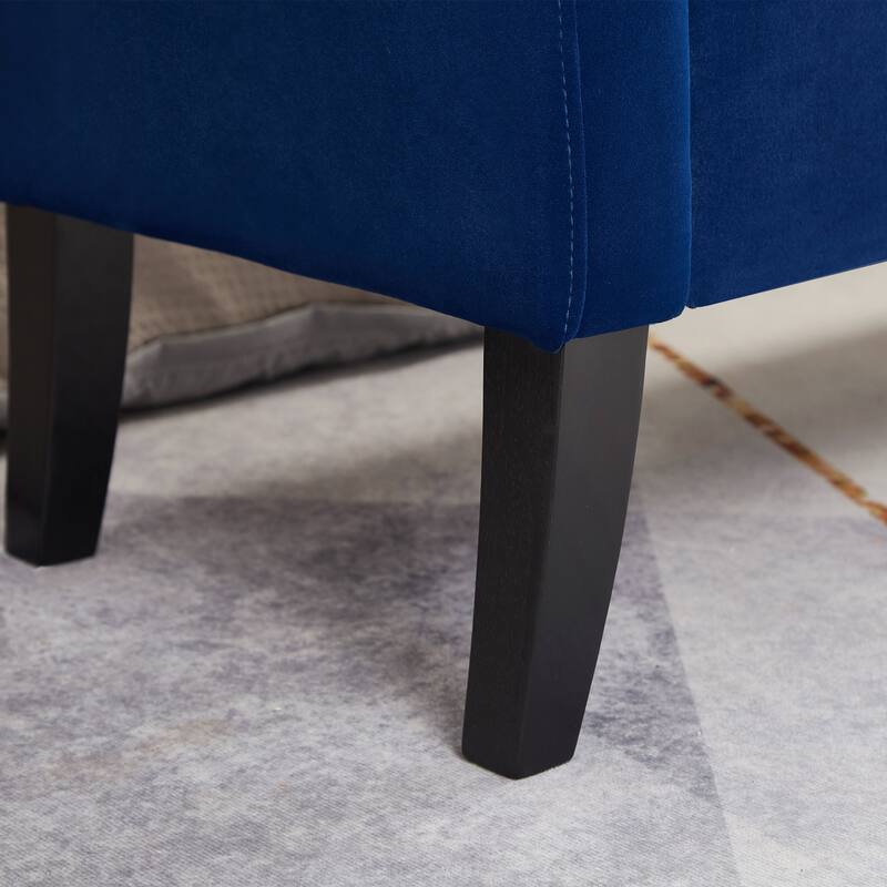 Ottoman Bench Leisure Bench with Solid Wood Legs and Armrests, Upholstered Flip End of Bed Bench with Safety Hinges