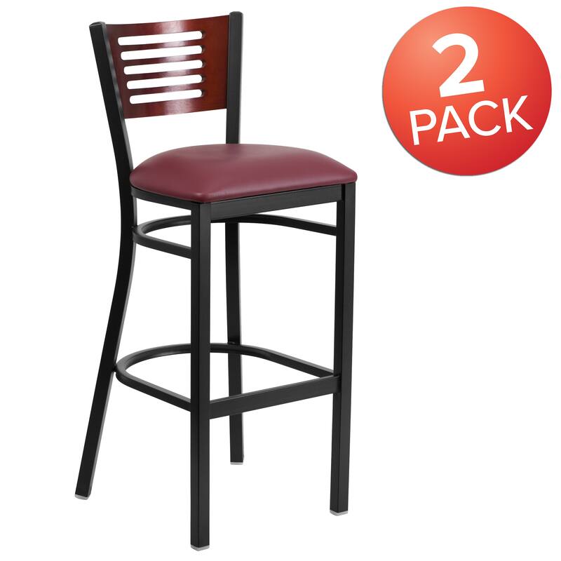 2 Pk. Hercules Series Decorative Slat Back Metal Restaurant Barstool - 19.75"W x 20"D x 43"H - 19.75"W x 20"D x 43"H