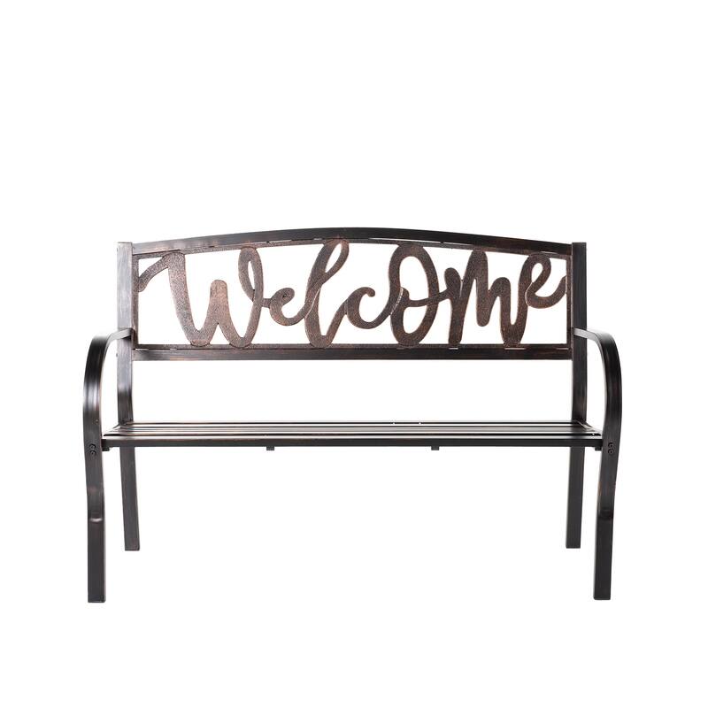 48 in. Welcome Metal Garden Bench - 48 in