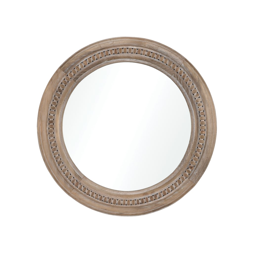 Atlas Riverrun Carved Beading Accent Fir Wood Wall Mirror - 20 inch High