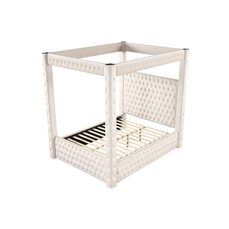 Monica Modern Style Crystal Tufted 4PC/5PC Vanity Bedroom Set Made with Wood