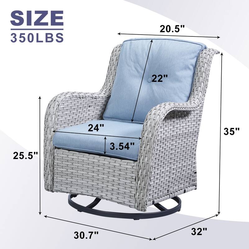 ArcoBay Wicker PE Rattan Outdoor Patio Swivel Glider Chairs with 4'' Olefin Cushions (2-Pack)