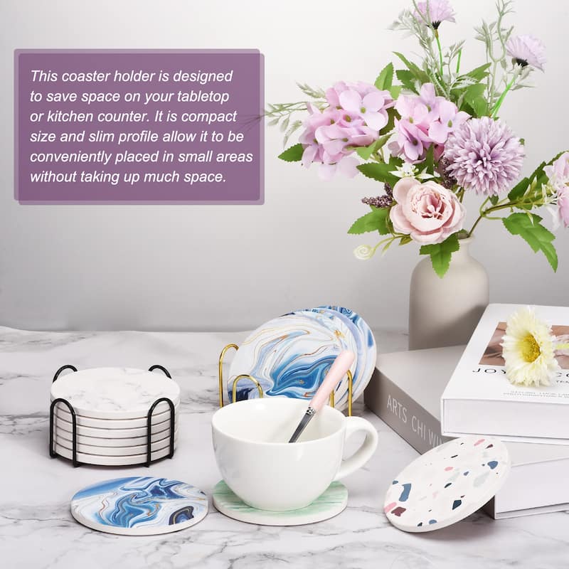 Coaster Holder, 2pcs 4" - for Both Round and Square, Holds 6 Coasters - 2.17"
