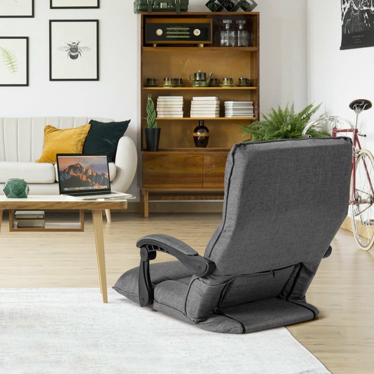 Position Floor Chair Lazy Sofa with Adjustable Back Headrest Waist - 26.5" x 29" x 29.5" (L x W x H)