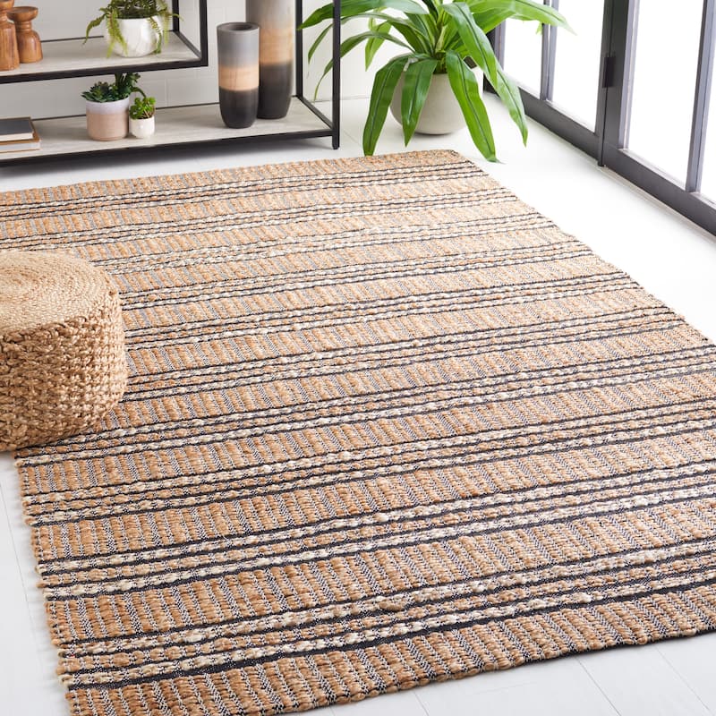 SAFAVIEH Handmade Natural Fiber Marharita Geometric Seagrass Rug - 10' x 14' - Navy/Natural