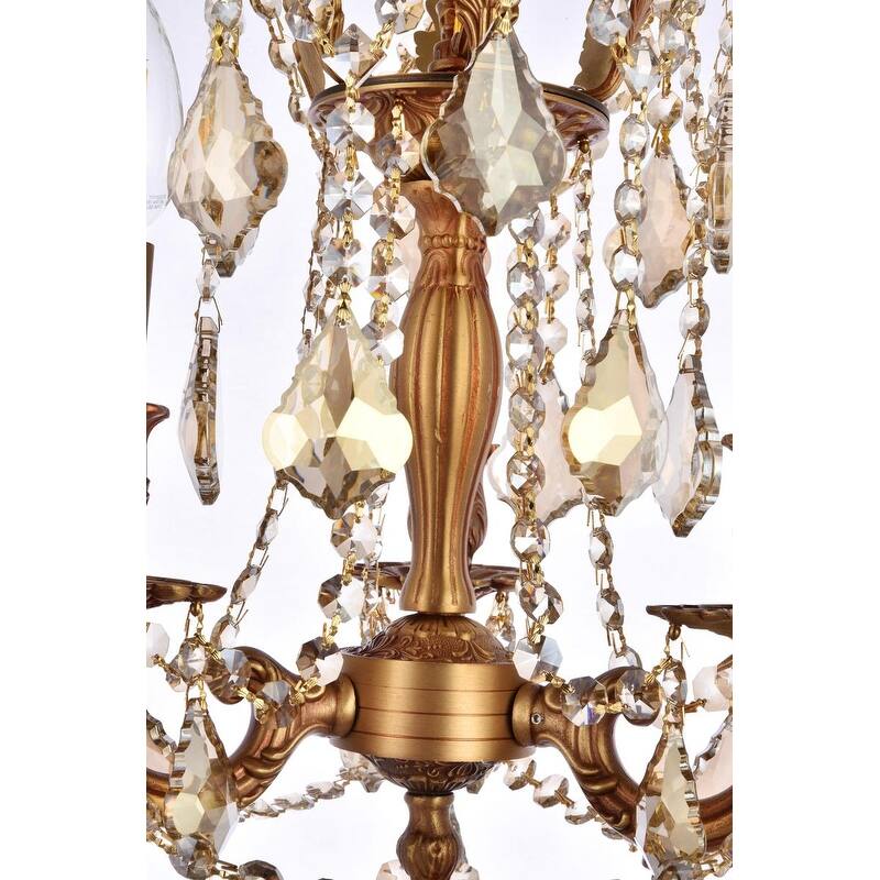 Somette Lugano 3-light Royal Cut Gold Crystal and French Gold Chandelier