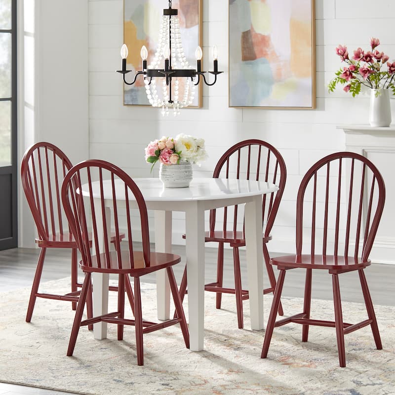 Simple Living Rollo Solid Wood 5-piece Drop-Leaf Dining Set - Red