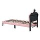 preview thumbnail 8 of 9, Pink Upholstered Princess Bed w/ Wheel & 2 Drawers, Crown Headboard for Kids,Twin