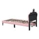 preview thumbnail 8 of 9, Twin Upholstered Leather Princess Bed w/ Wheel and 2 Drawers, Crown Headboard for Kids Teens,White Pink