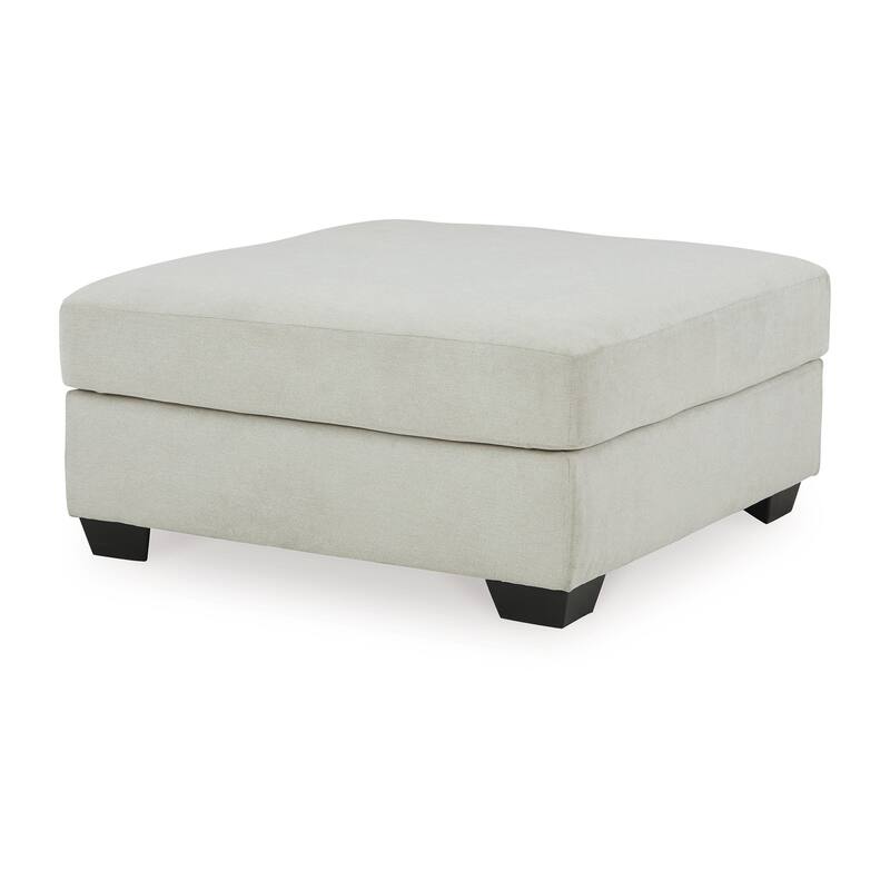 Accent Ottoman, 42 Inch Classic Square Seat, Light Gray Polyester