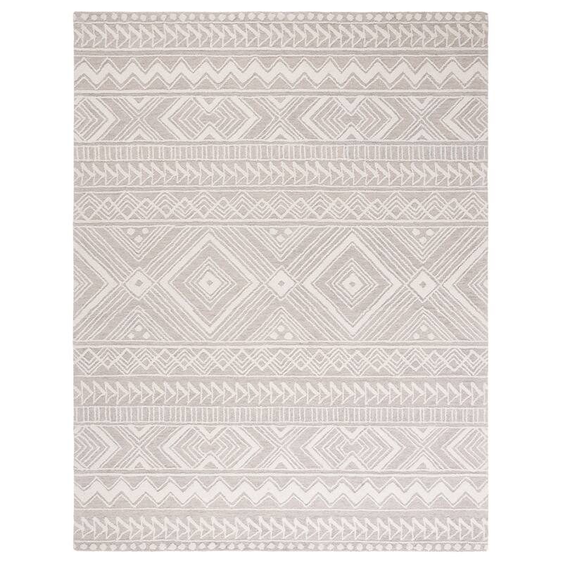 SAFAVIEH Handmade Metro Mirushe Boho Moroccan Wool Rug - 8' x 10' - Light Grey/Ivory
