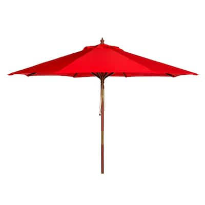 SAFAVIEH Cannes 11-foot Wooden Pulley Market Umbrella