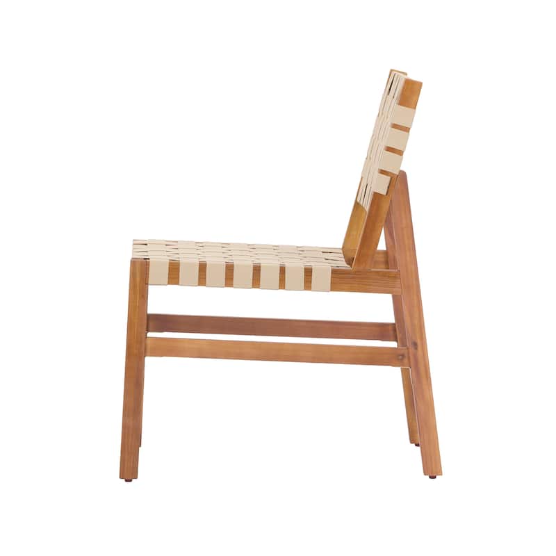 Christopher Knight Home - Orla Outdoor Acacia Wood Dining Set with Woven Rope Side Chairs & Rectangular Slat Table