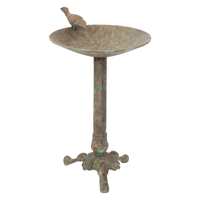 Ivy and Sage Metal Bird Bath - Rustic Patina - 12.25 in