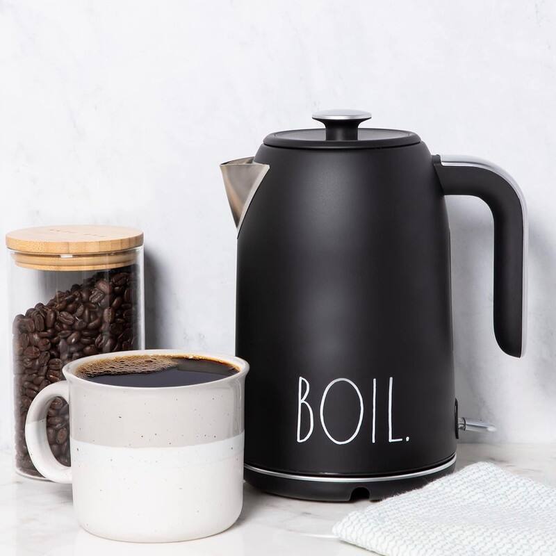 Rae Dunn Electric Hot Water Kettle - Stainless Steel, Swivel Base-Dry Protection, Easy Pour Pitcher, 1.7 Liters