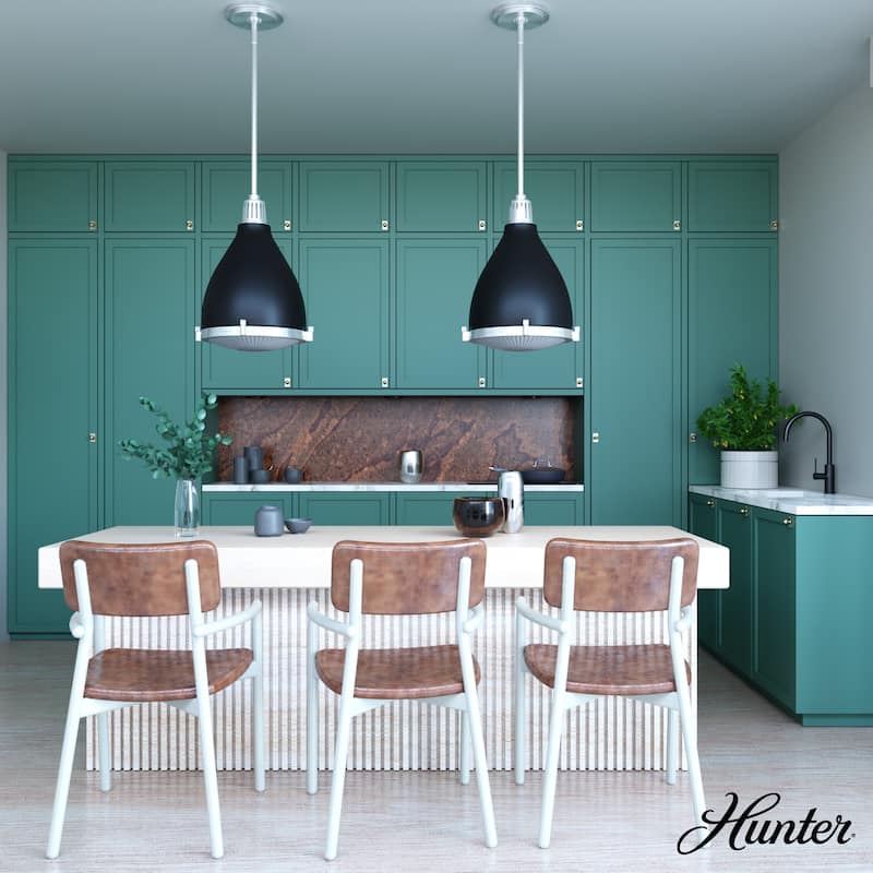 Hunter Bluff View Retro 16" 3-Light Pendant - Kitchen Island, Dining Room, Entry - Mid-Century Modern, Industrial, Transitional