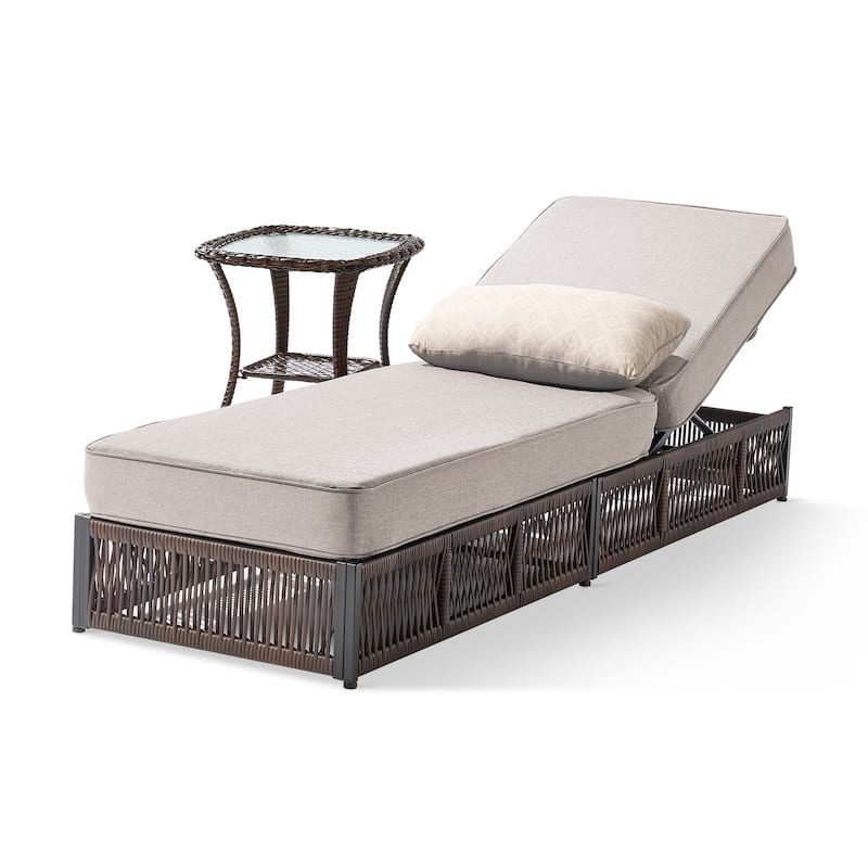 Pocassy Patio Chaise Lounge Chair with Adjustable Backrest
