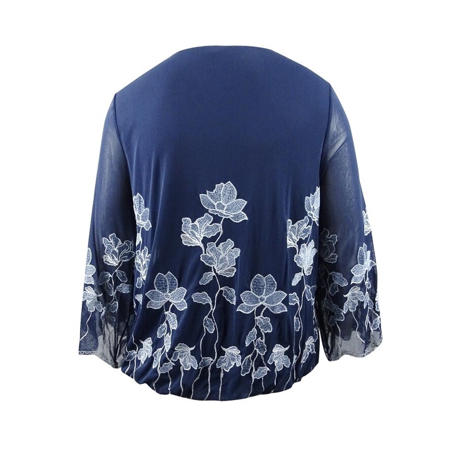 Shop Alfani Women S Plus Size Embroidered Blouson Top 3x Navy