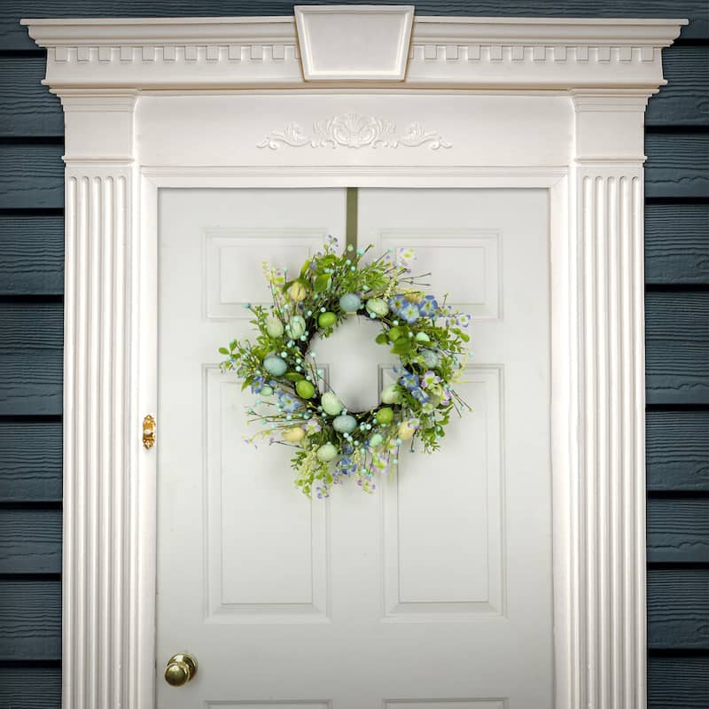 National Tree Company 20 in. Flowering Blue and Green Easter Wreath