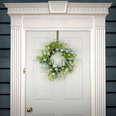 National Tree Company 20 in. Flowering Blue and Green Easter Wreath
