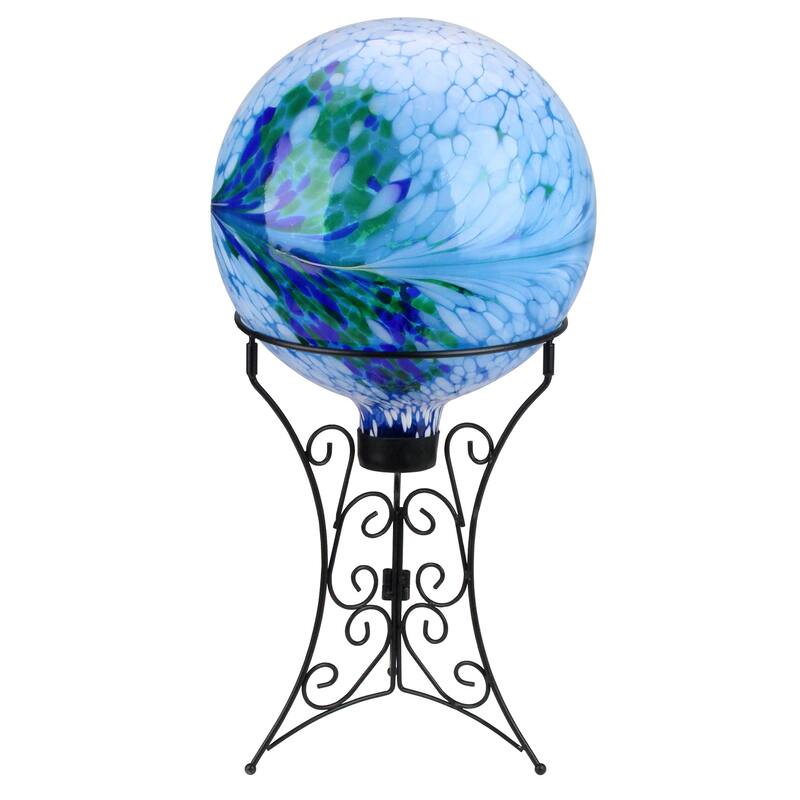 11.25" Black Ornate Standing Outdoor Garden Gazing Ball Stand