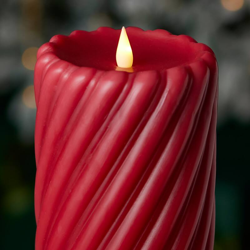 Swirl Motion Flameless Candle 4x10 Red