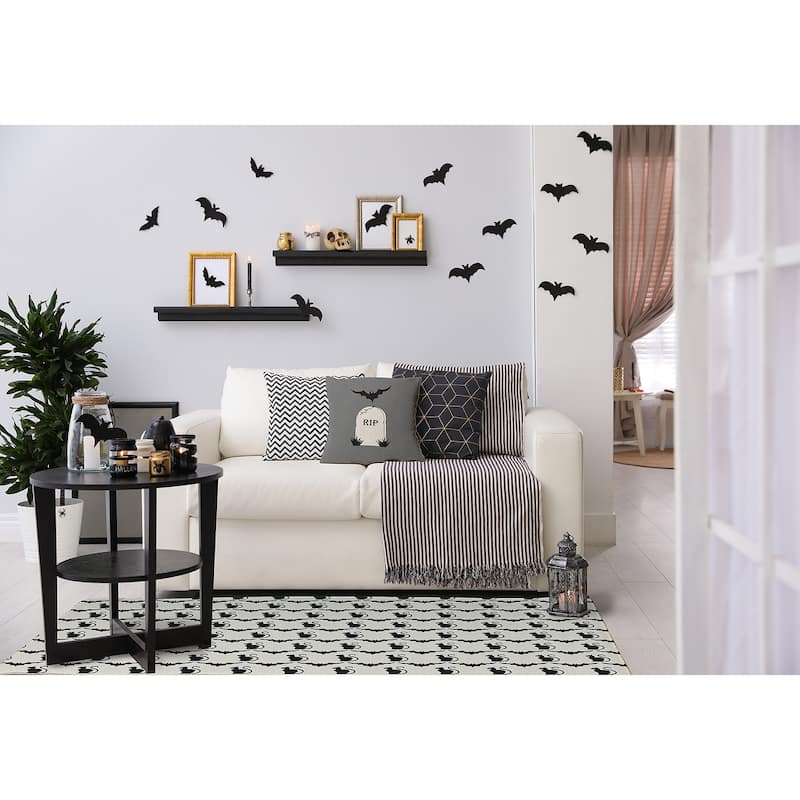 Cats and Bats Halloween Chenille Rug, 18" x 30"
