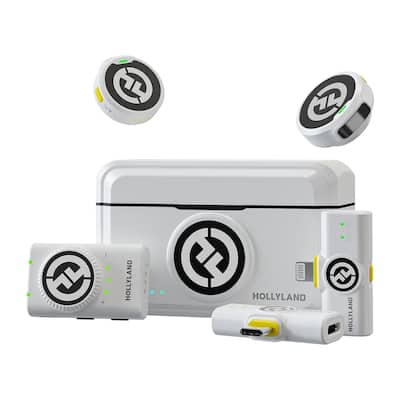 Hollyland LARK M2 DUO 2-Person Wireless Combo Microphone System (2.4 GHz, Ivory White) - Small