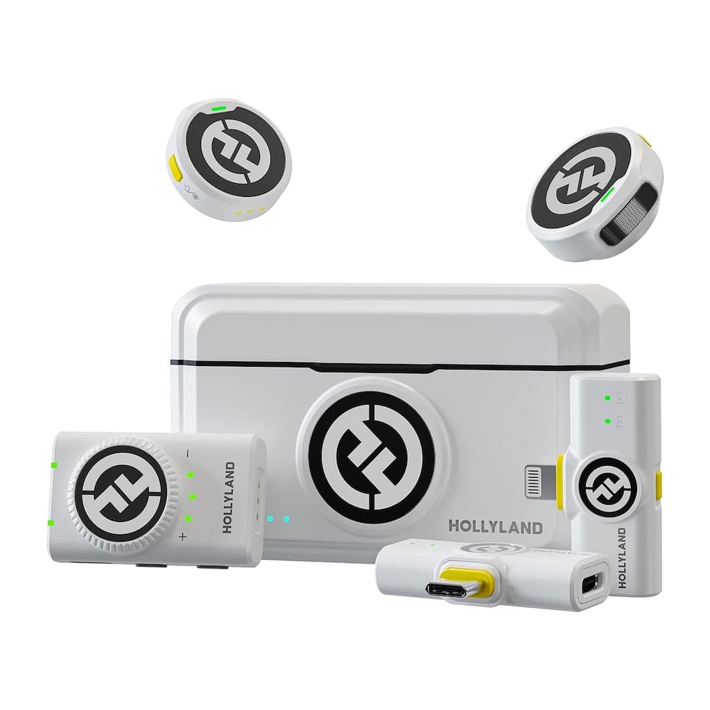 Hollyland LARK M2 DUO 2-Person Wireless Combo Microphone System (2.4 GHz, Ivory White) - Small