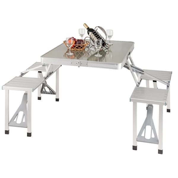 Shop Costway Aluminum Portable Folding Picnic Table Camping