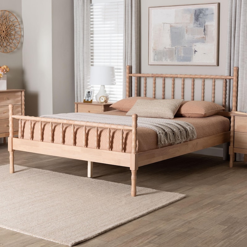 Laurent Platform Bed - Spindle Bed Frame with Bamboo-Style Turned Posts, Cottage Farmhouse Bedroom Furniture, Queen