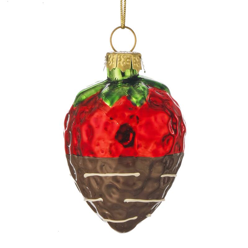2.5" Glass Chocolate Strawberry Ornament Box of 6