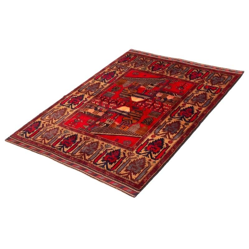 Teimani Red Rug 4'7" x 6'5" - 4'7 x 6'5