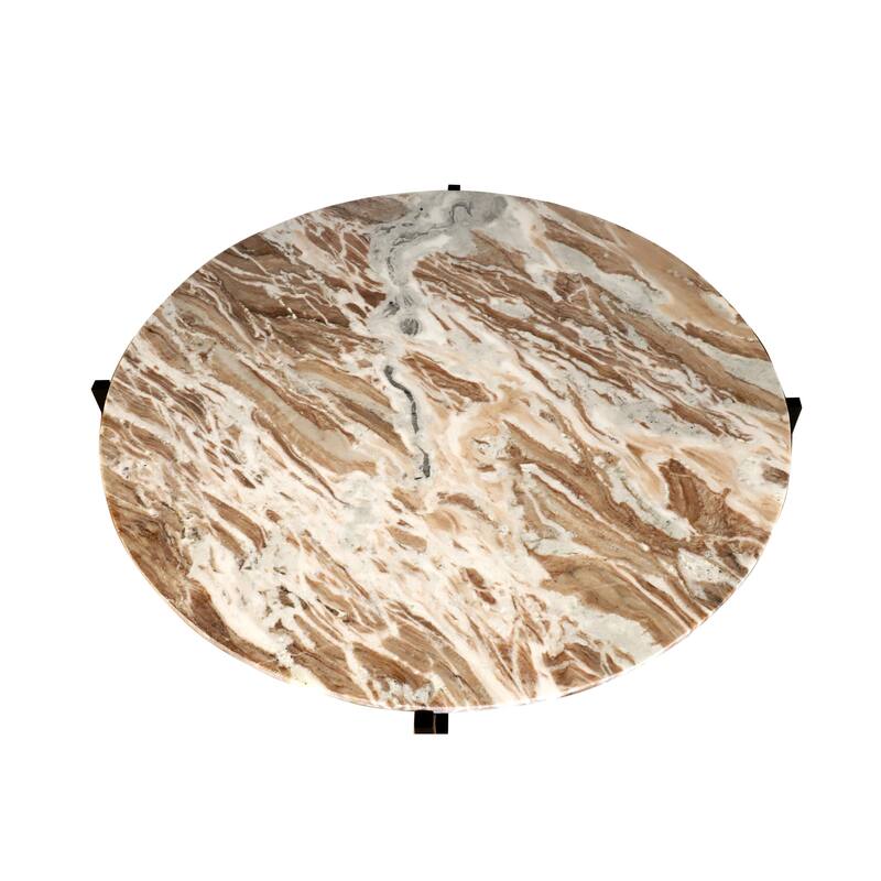 Marble Nesting Table with Metal Frame 17 Inch Height Space-Saving Modern Side Table