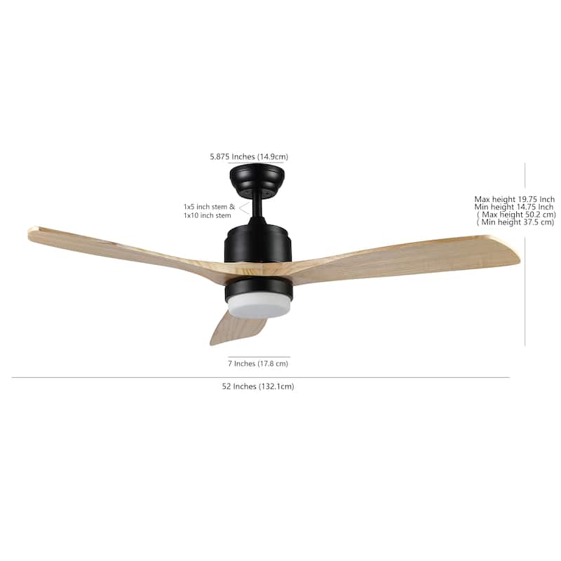 SAFAVIEH Lighting Vencin Coffee 3-speed LED Ceiling Fan with Remote - 52" W x 52" L x 14.75"-19.75" H