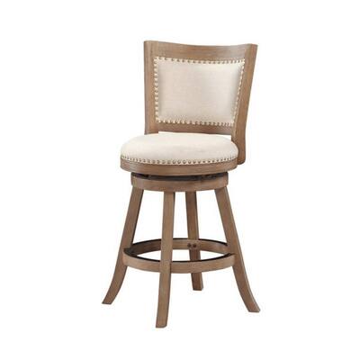 Nailhead Trim Round Counter Stool with Padded seat and Back,Brown and Beige