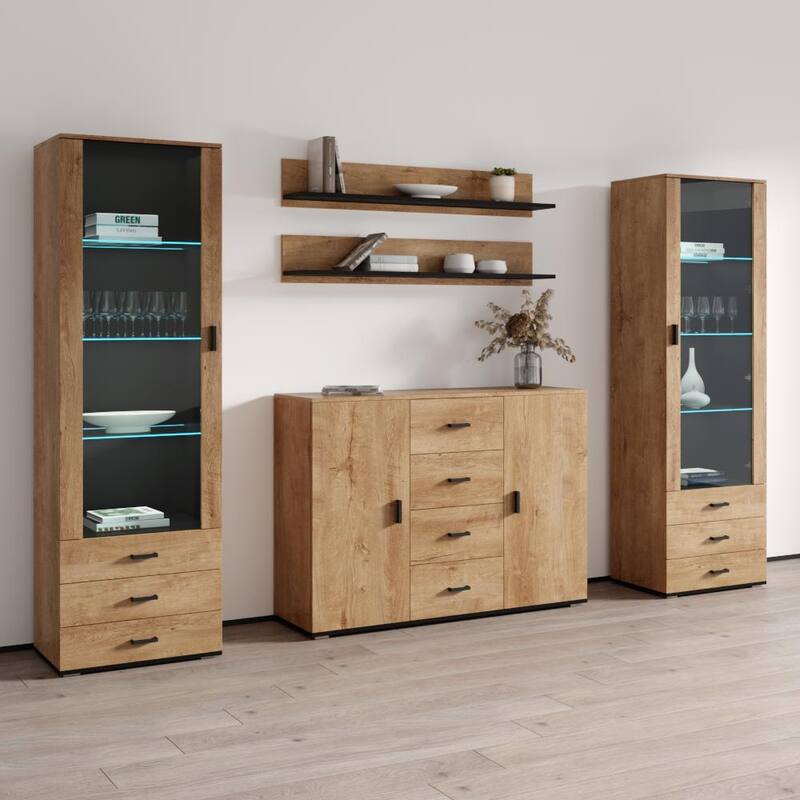 Soho 3 Modern Wall Unit Entertainment Center with LED Lights