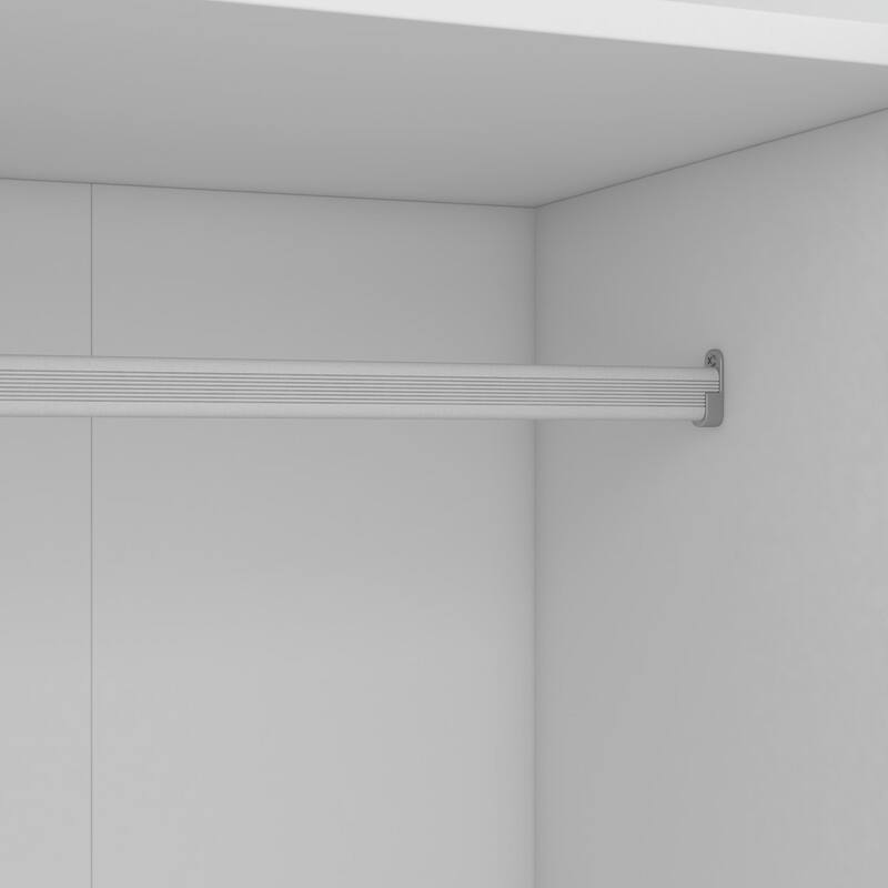 3-Door Shutter Wardrobe with Shelves and Hanging Rod, Wardrobe Armoire Closet w/ 3 Doors, Wood Clothes Storage Cabinet Organizer