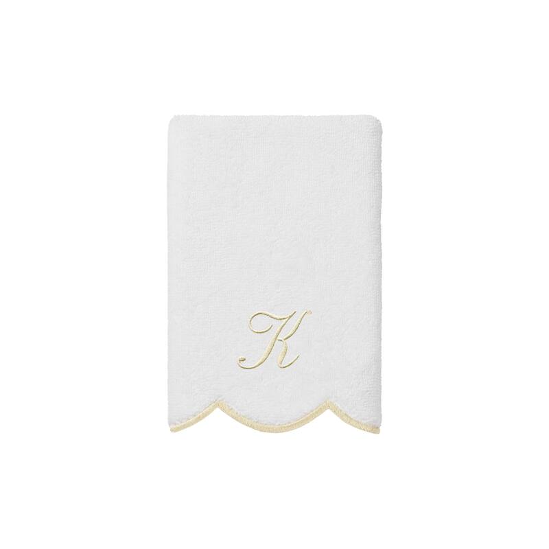 Authentic Hotel and Spa 100% Turkish Cotton Beige ADORNIA Scallop Personalized 3 Piece Towel Set - 3 Piece Set
