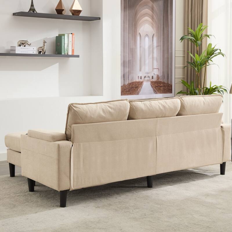 Upholstered Sectional Sofa with Storage Ottoman, USB Port, and Cup Holders